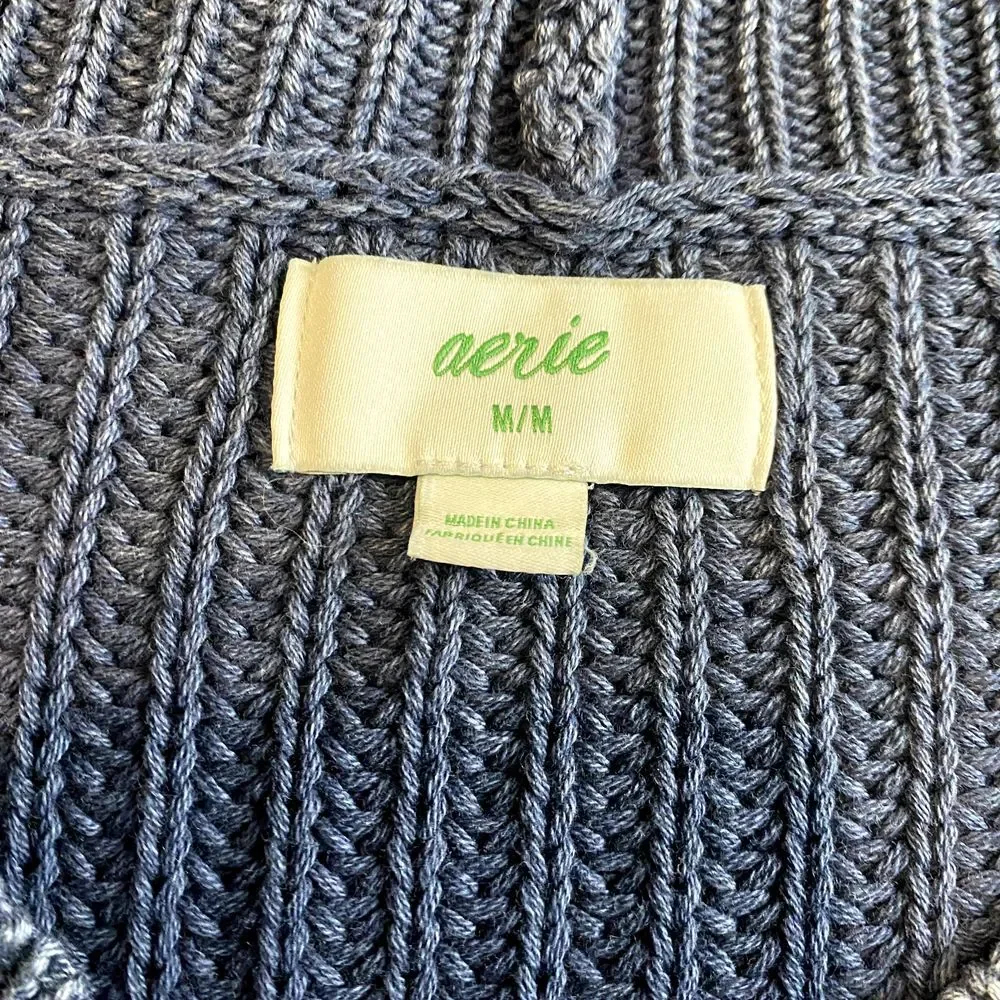 Aerie Sweater Mens Medium Oversized Vneck Knit Long Sleeve Baggy‎ - Picture 3 of 6